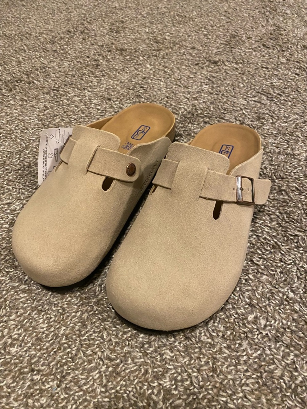 NWT Sand Birkenstock Suede Slip-On Clog Mules